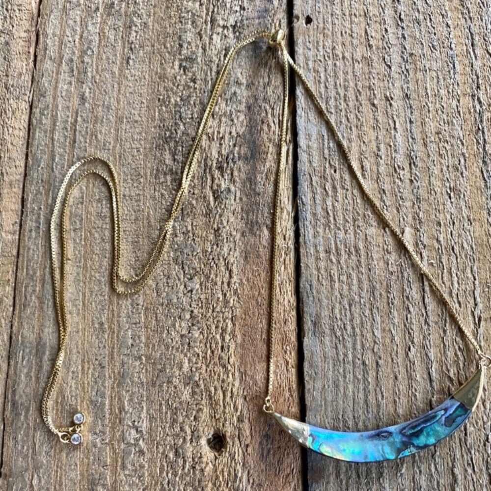 Restocked! Abalone Shell Crescent Necklace - Picture 8 of 8